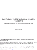 Cover page: Don’t Ask Us to Stop Cycling: A Surgical Perspective