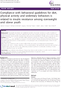 Cover page: Compliance with behavioral guidelines for diet, physical activity and sedentary behaviors is related to insulin resistance among overweight and obese youth