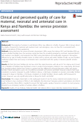 Cover page: Clinical and perceived quality of care for maternal, neonatal and antenatal care in Kenya and Namibia: the service provision assessment