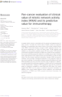 Cover page: Pan-cancer evaluation of clinical value of mitotic network activity index (MNAI) and its predictive value for immunotherapy