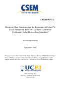 Cover page: Electricity Rate Structures and the Economics of Solar PV: Could Mandatory Time-of-Use Rates Undermine California’s Solar Photovoltaic Subsidies?
