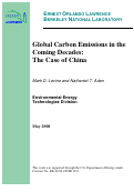 Cover page: Global Carbon Emissions in the Coming Decades: The Case of China