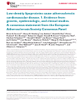 Cover page: Low-density lipoproteins cause atherosclerotic cardiovascular disease. 1. Evidence from genetic, epidemiologic, and clinical studies. A consensus statement from the European Atherosclerosis Society Consensus Panel