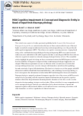 Cover page: Mild Cognitive Impairment: A Concept and Diagnostic Entity in Need of Input from Neuropsychology