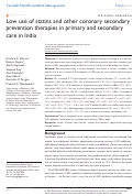 Cover page: Low use of statins and other coronary secondary prevention therapies in primary and secondary care in India