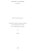 Cover page: Essays on Labor Economics