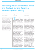 Cover page: Estimating Patient-Level Direct Hours and Costs of Nursing Care in a Pediatric Inpatient Setting