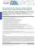 Cover page: Best practices for the execution, analysis, and data storage of plant single-cell/nucleus transcriptomics.