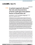 Cover page: A systems approach discovers the role and characteristics of seven LysR type transcription factors in Escherichia coli