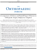 Cover page: A Comparison of Defense and Plaintiff Expert Witnesses in Orthopaedic Surgery Malpractice Litigation.