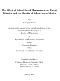 Cover page: The Effect of School Based Management on Parent Behavior and the Quality of Education in Mexico