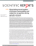 Cover page: Dissociating neural markers of stimulus memorability and subjective recognition during episodic retrieval